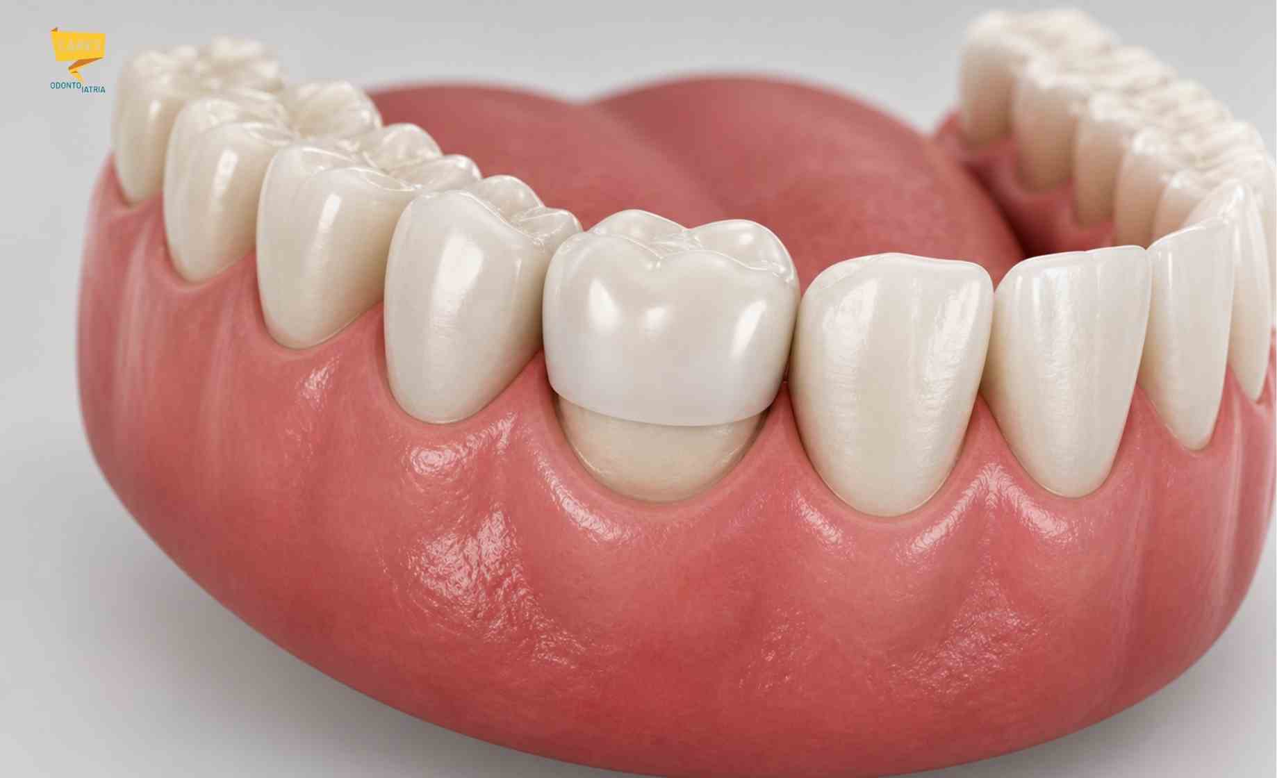 Capsula dentale su dente devitalizzato, esempio di corona dentale per protezione e ricostruzione del dente